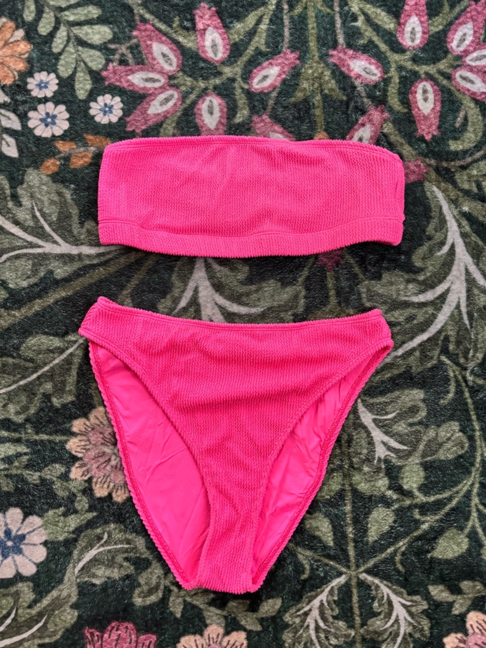 Good American Hot Pink Bandeau Bikini Set
